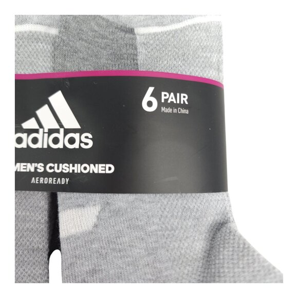 Adidas Womens Cushioned Low-Cut Socks 6-Pack Aeroready Technology Gray - Picture 5 of 9